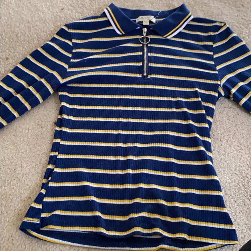 striped collared long sleeve